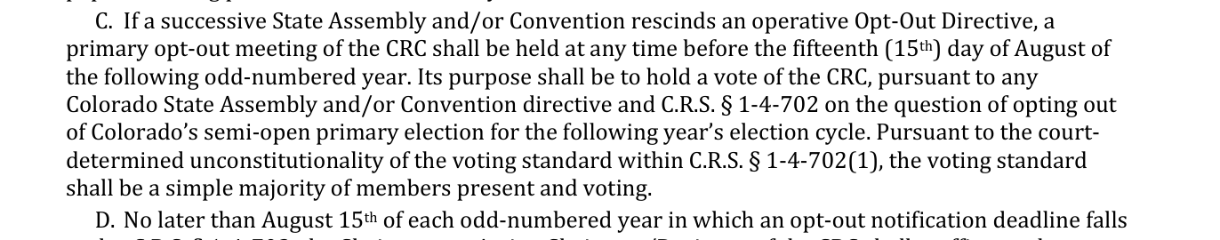 Revised bylaws Art. VII Sec. C, simple majority standard.