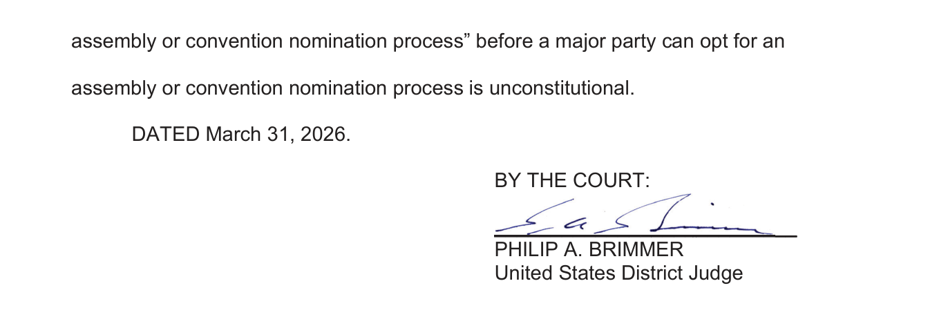Federal order #130 holding the requirement unconstitutional, signed by Judge Brimmer.